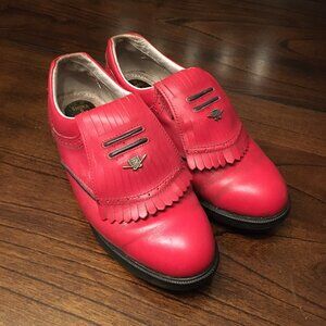 Copenhagen European Red Genuine Leather Preppy Golf Shoes